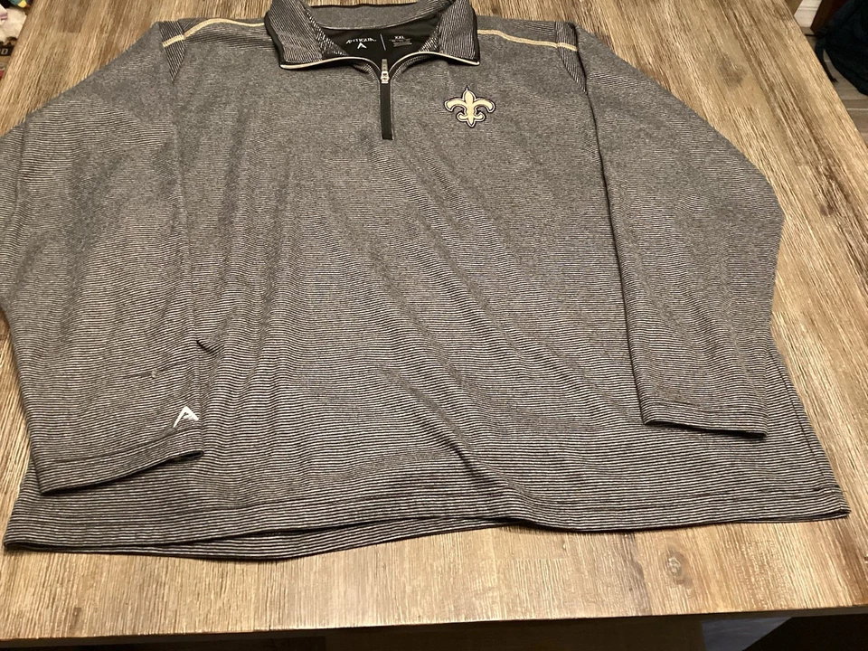 NFL New Orleans Saints Pullover Negro 1/4 Cremallera Antigua Para Hombres Talla XXL Foto 1 de 4