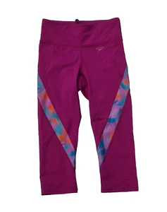SPEEDO Womens Swimming Printed Panel 3/4 Pant Purple Sun Protection UK M C - Picture 1 of 2