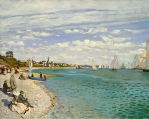 Claude Monet Strandszene Gemälde Reproduktion Druck auf Fine Art Papier - Bild 1 von 1