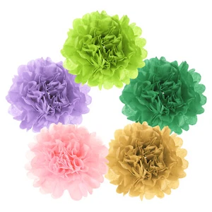 15Pcs Paper Pom Poms, 10 Inch Paper Flowers for Birthdays Party Multicolor - Picture 1 of 6