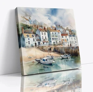 Seaside Scenic Cottage Costal Square Canvas Print Picture Gift Modern Wall Art - Picture 1 of 44