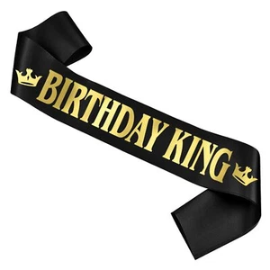 Birthday King Sash, Gold Foil Letter Black Birthday Sash for Men 16th 18th 21... - Picture 1 of 6