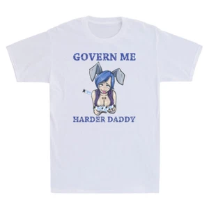 Govern Me Harder Daddy Humor Vaccine Joke Funny Cartoon Meme Retro Men's T-Shirt - Picture 1 of 8