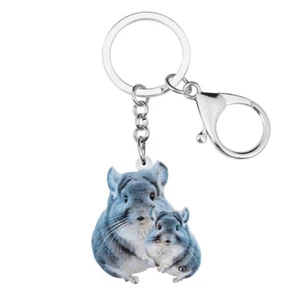 Mothers Day Acrylic Cute Chinchilla Keychains Car Key Rings Animals Charms Gifts - Picture 1 of 7