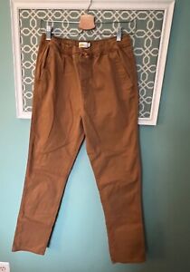 Mini Boden Boy's Relaxed Slim Pull-On Pants Combed Cotton Butterscotch Size 16
