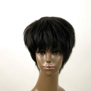 perruque afro femme 100% cheveux naturel courte noir ref JEAN 04 1B - Imagen 1 de 9