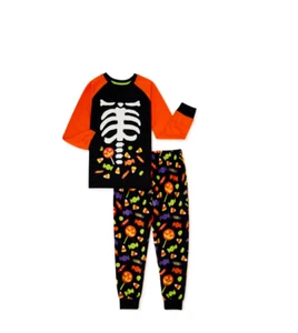 Kid's Halloween Pajama Set Holiday Candy Print 2pc Sleep Set LARGE (10/12) GLOW - Picture 1 of 3