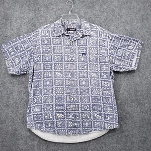 VINTAGE Guess Button Up Shirt Mens L Large Blue Made USA Hawaiian Island - Picture 1 of 10