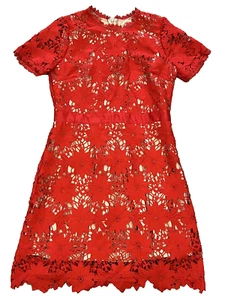 GB Girls Red Laced Dress with Nude Lining SZ14 - Picture 1 of 7