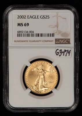 2002 G$25 1/2 oz Gold American Eagle - Perfect - Half-Ounce - NGC MS 69 - G3474 - Image 1 of 4