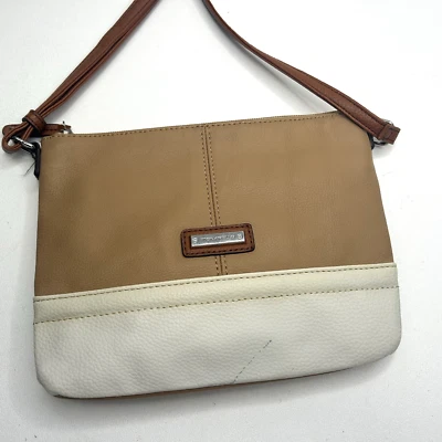 :Cartera organizadora bandolera de cuero marrón/blanco TIGNANELLO auténtica de moda Foto 1 de 4