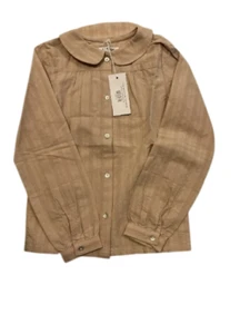 Coco Blanc Girls Camel Peter Pan Blouse 6 NWT - Picture 1 of 2