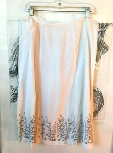 Eileen Fisher Bio Leinen Rock Gr. L weiß mit silbernem Paillettenbesatz seitlicher Reißverschluss - Bild 1 von 9