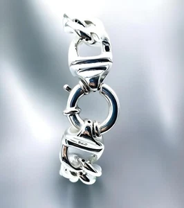 925 Sterlingsilber Panzer Gliederarmband - elegantes leichtes 7,5" Armband 1533 - Bild 1 von 3