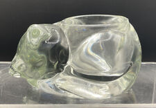 VINTAGE INDIANA GLASS SLEEPING CAT CANDLE HOLDER CLEAR GLASS 