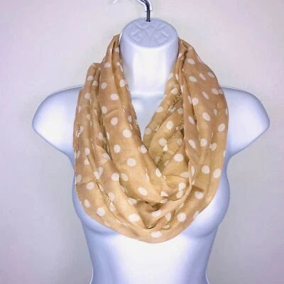 2 Chic Mujer Bufanda Ligera Infinito Marrón Blanco Lunares Primavera NUEVO Foto 1 de 4