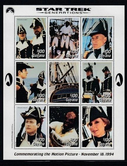 GUYANA Star Trek Generations on Pirate Ship MNH sheetlet - Image 1 of 1