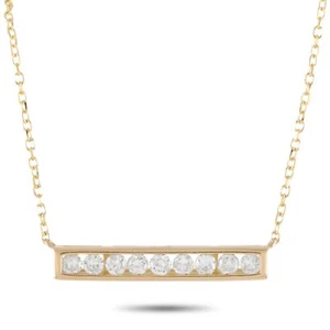 LB Exclusive 14K Yellow Gold 0.25ct Diamond Bar Necklace ANK-15807 - Picture 1 of 4