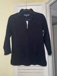 Karen Scott Sport Quarter Zip Pullover Damen S 3/4 Arm schwarz Baumwolle NEU - Bild 1 von 5