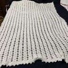 Hand Crochet  White Afghan, Lap Throw Baby Wrap, Shawl Vintage 37 X 56?