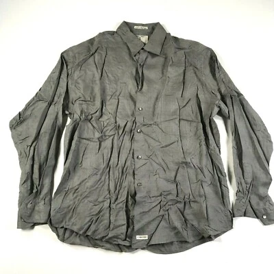 Vintage Burma Bibas Shirt Mens L Gray Rayon Viscose Button Down Long Sleeve - Image 1 of 4