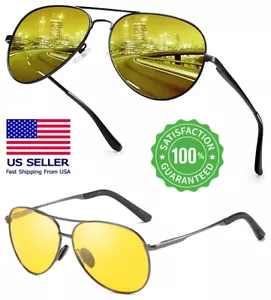 Aviator Tac Night Vision Driving Glasses for Men Women Polarized HD Sunglasses - Picture 1 of 9