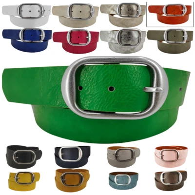 Damen Herren Basic Jeans Gürtel 3,8cm echt Leder und Polyurethan bis 105 cm 3167