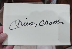 Mickey Mantle Vintage Signed 5x8 Card Authentic Autograph HOF New York Yankees 