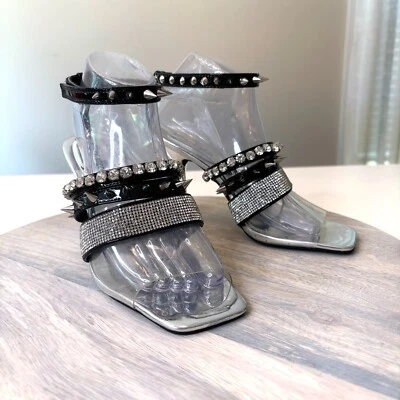 Jeffrey Campbell Women's Glitz Rhinestone Spike Silver Heels US Size 7.5 - Image 1 of 4