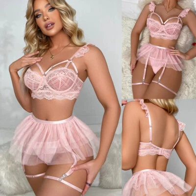 Lote Lencería Sexy Encaje Babydoll Sujetador Tanga Conjunto Prendas para Dormir Ropa Interior Prendas para dormir EE. UU. Foto 1 de 4