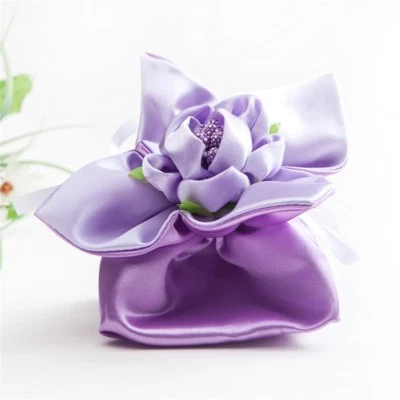 Púrpura Satén Cordón Boda Fiesta Favor Caramelo Regalo Bolsa Cartera Mediana Foto 1 de 4