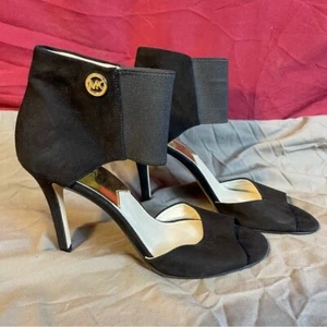 MK Michael Kors Black Suede Ankle Wrap Stiletto High Heel 7.5 - Picture 1 of 11