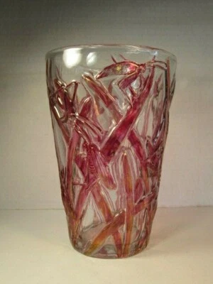 VTG Phoenix Consolidated Glass Katydid Grasshopper Ruby Stain Large Glass Vase - Image 1 of 4