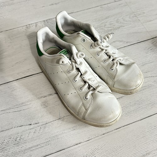 Adidas Stan Smith taglia 3 giovani basse bianche verdi senza lacci bambini