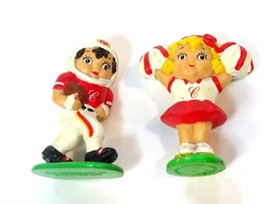 Vintage 1985 Campbells Soup Kinder Fußball Kind & Cheerleader PVCs 2 1/4" groß - Bild 1 von 2