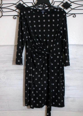 Vestido tejido Chaps para mujer talla PL gris lunares manga larga cuello redondo Foto 1 de 4