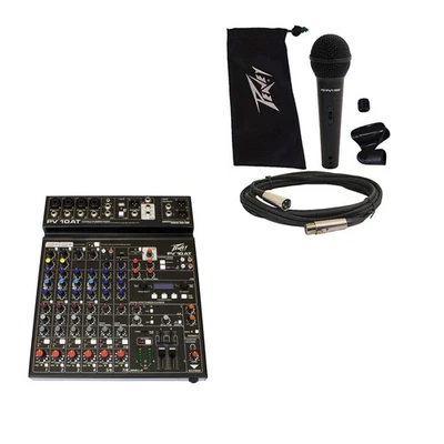 Peavey PV10 AT Pro Audio DJ Auto Tune 10 Channel Slim Mixer & PVi 100 Microphone - Image 1 of 3