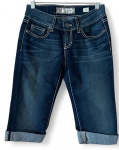 BKE Denim Culture Women's Western  Blue Jean Capris 25 Cuffed Stretch 26x16 - Picture 1 of 14