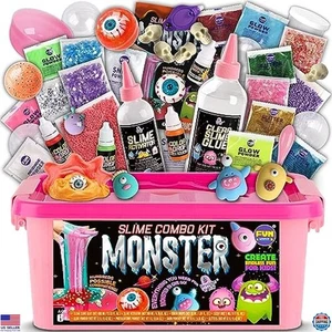 Halloween Monster Slime Kit for Kids 6-12, Glow in Dark Slime Making Fun - Picture 1 of 6