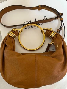 Bracciale Chloé Piccolo Hobo Bag in Pelle di Vitello Grana Lucida Argilla Marrone con Sacchetto Polvere - Foto 1 di 7