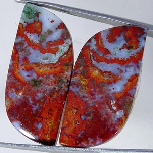 Par de cojines de ágata húngara 100 % natural de 33,30 quilates cabujón piedras preciosas 14X23X4 mm - Imagen 1 de 4