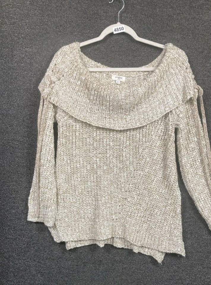 Suéter Umgee Grueso Tejido Plegable Para Mujer Talla M Rubor Taupe Fuera del Hombro Foto 1 de 4
