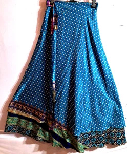 Incredible-art Vintage Silk Sari Magic Wrap Skirt Reversible Double Layer skirt, - Picture 1 of 6