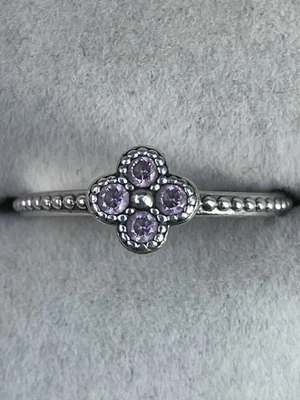 Vintage 925 Sterling Silver Ring Size I 1/2 Pandora Pink Cluster  - Image 1 of 4