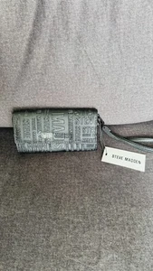 STEVE MADDEN Embossed Logo Handle Envelope Wallet 8"x4.5" UPICK Black Beige Sage - Picture 1 of 3