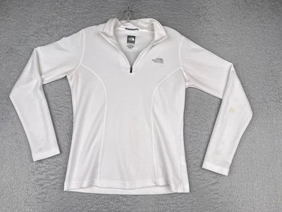 The North Face Sweater Women Small Petite White 1/4 Zip 100% Poly Vaporwick READ - Image 1 of 4