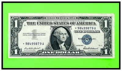 UNITED STATES OF AMERICA  ONE DOLLAR  SILVER CERTIFICATE  SERIES 1957 E161  MINT - Image 1 of 2