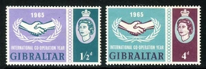 GIBRALTAR QE II 1965 International Co-Operation Year Set SG 182 & SG 183 MINT - Picture 1 of 2