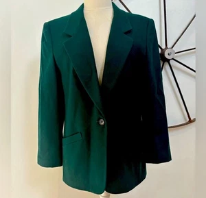 Vintage 1980s Koret forest green wool Holiday blazer suit jacket 10 - Picture 1 of 6