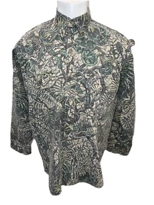 Brush Country Camouflage Shirt Mens SZ L Green Brown Cotton Blend LS Made In USA - Picture 1 of 17